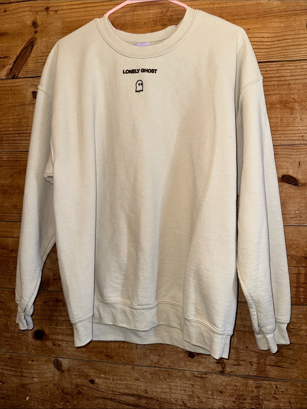 LONELY GHOST Cream Crewneck Text Me When You Get Home